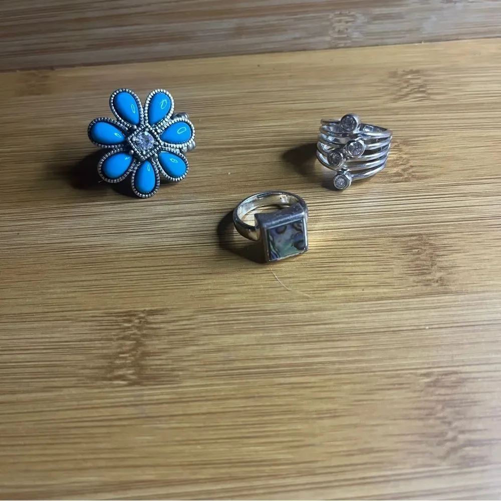 Turquoise and Silver Flower Ring